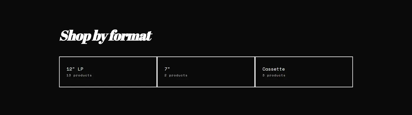 The Collection list section on a live store