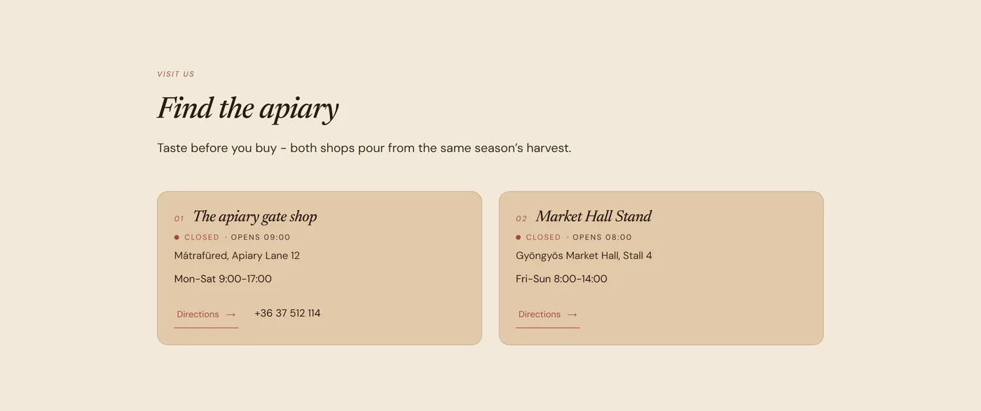 The Store locator section on a live store